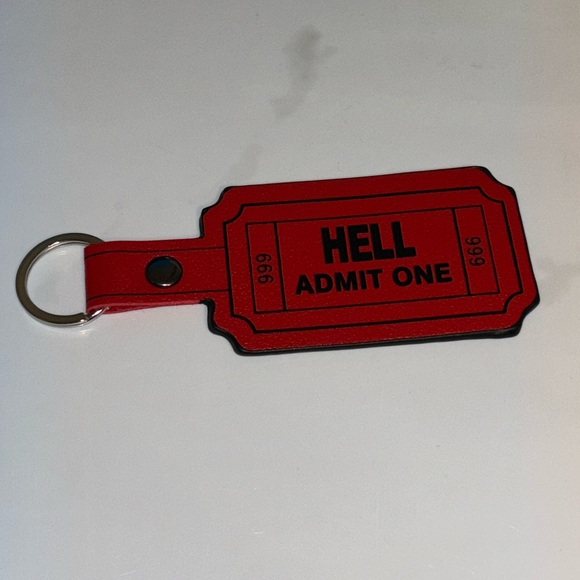 Unbranded Accessories - Hell: Admit One 666 Leather Punch Ticket Style Keychain Red and Black